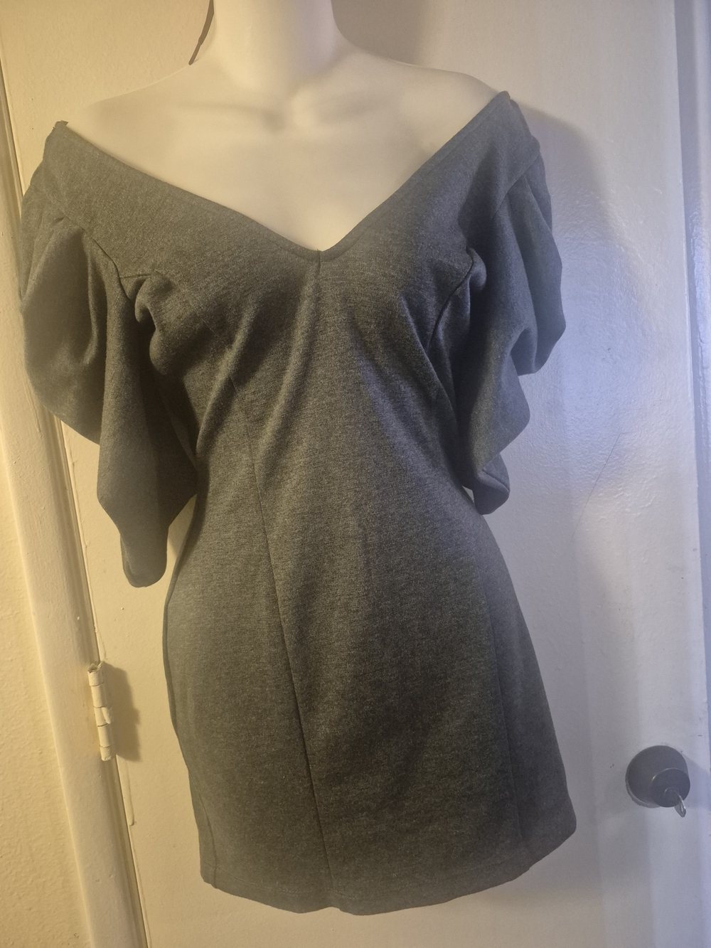 AKIRA Charcoal Gray Off-Shoulder Mini Dress